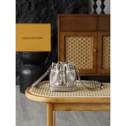 【AS】루이비통 Louis Vuitton M46291 Nano Noe Bicolor Monogram Empreinte Leather Bag Tourterelle Grey Cream