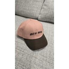 미우 미우 MIU MIU 드릴 베이스볼 캡 오키드 핑크 밀리터리