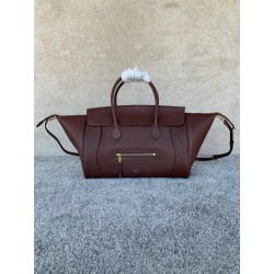 셀린느 Celine L100E3GW2 Medium New Luggage in Supple Shiny Lambskin Deep Brown 55cm
