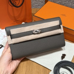 에르메스 Hermes  Kelly to go 19cm Epsom 8F Etain/silver