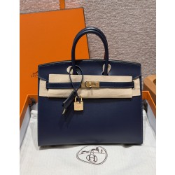 에르메스 Hermes Birkin 25cm Box 73 Blue Saphir/gold