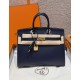에르메스 Hermes Birkin 25cm Box 73 Blue Saphir/gold