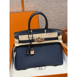 에르메스 Hermes Birkin 30cm Alligator 73 Blue Saphir and 78 Blue Marine/Rose gold