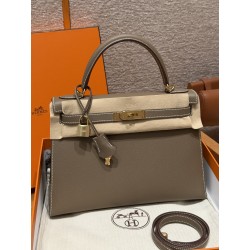 에르메스 Hermes Kelly 32cm Epsom 18 Etoupe/gold