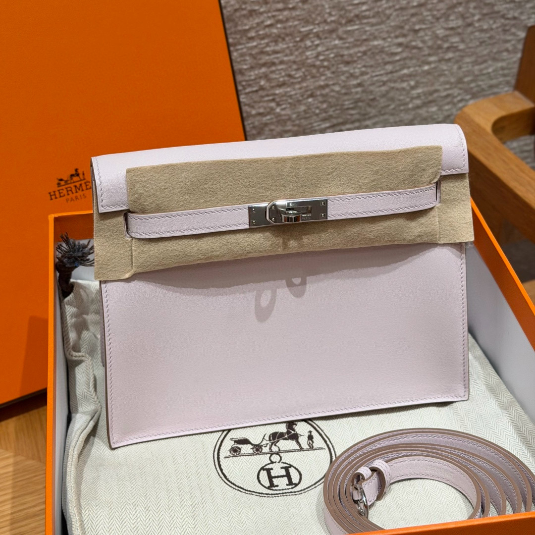 에르메스 Hermes Kelly danse 22cm swift 09 Mauve pale/silver