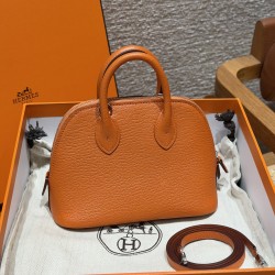 에르메스 Hermes Mini Bolide 18cm chèvre 93 Orange/silver