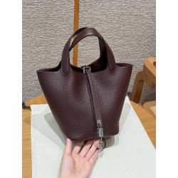 에르메스 Hermes Picotin lock 18cm clemence 0G Rouge seller/silver