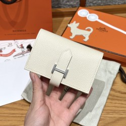 에르메스 Hermes Bearn mini wallet 10.3cm Epsom 10 Craie/silver