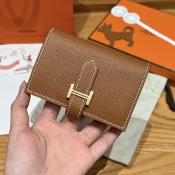 에르메스 Hermes Bearn mini wallet 10.3cm Epsom 37 Gold/gold