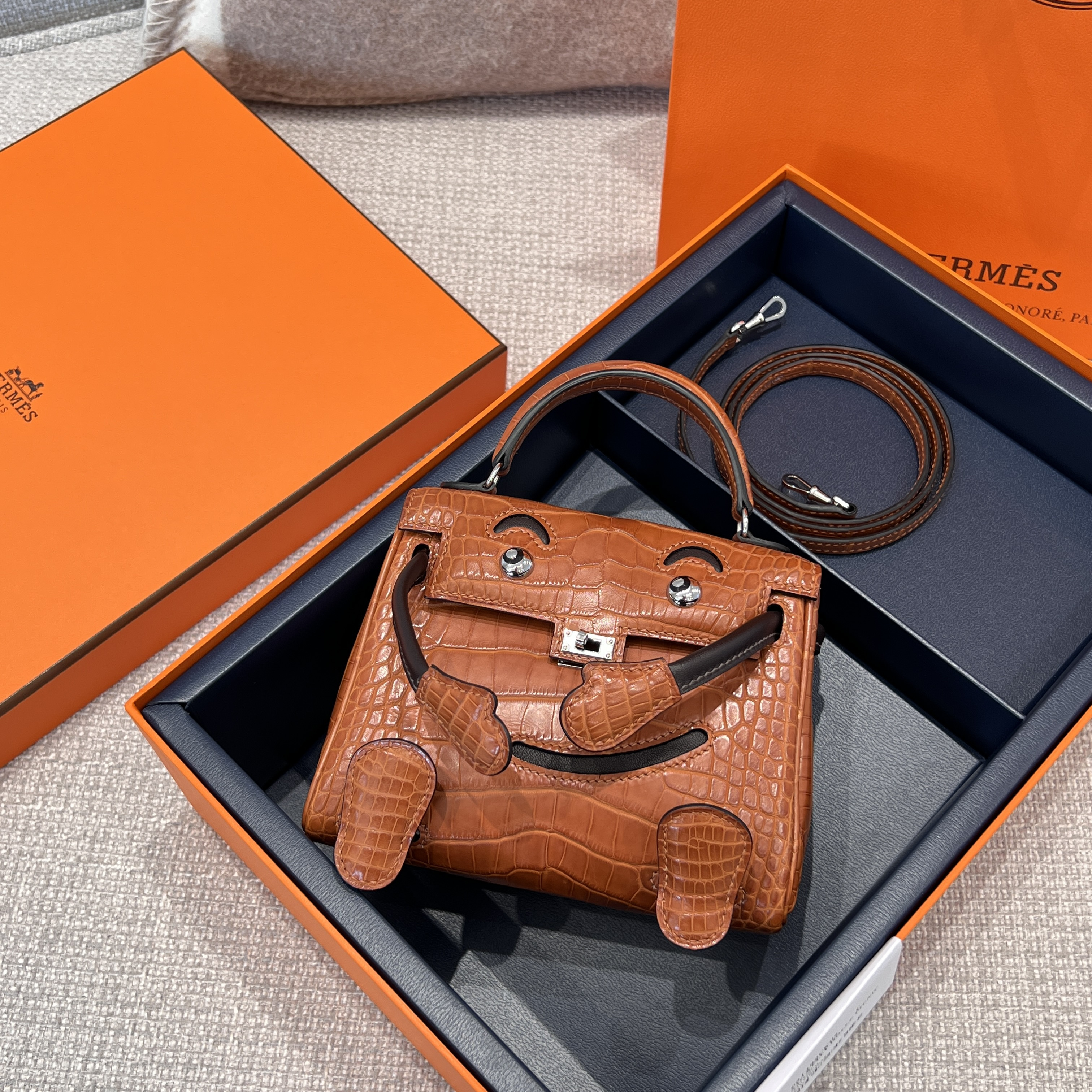 에르메스 Hermes Kelly Doll Alligator Crocodylus 37 Gold