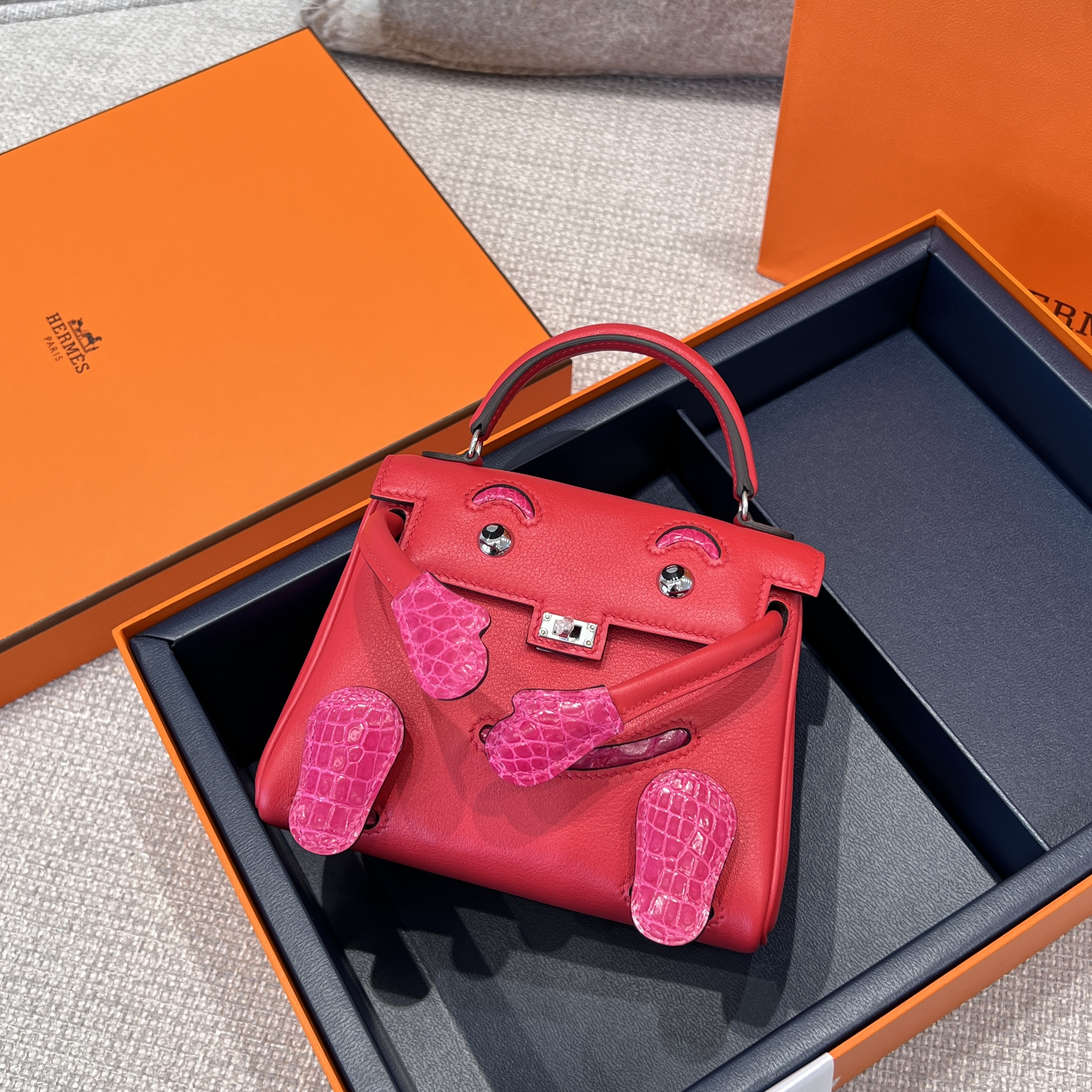 에르메스 Hermes Kelly Doll France Leather S3 Rouge De Coeur