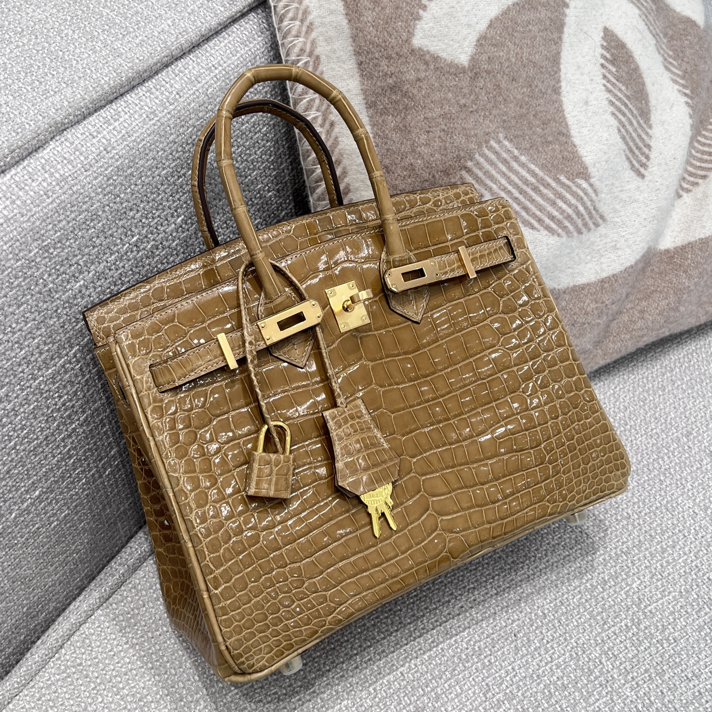 에르메스 Hermes Birkin 25cm France Hcp Porosus crocodile IC Poussiere/gold
