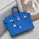 에르메스 Hermes Birkin 25cm Germany Leather 0F Blue Frida/silver