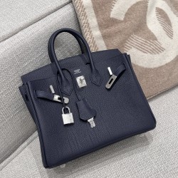 에르메스 Hermes Birkin 25cm Germany Leather 2Z Blue Nuit/silver