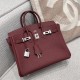 에르메스 Hermes Birkin 25cm Germany Leather 55 Rouge H/silver