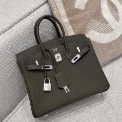 에르메스 Hermes Birkin 25cm Germany Leather 61 Olive Green/silver