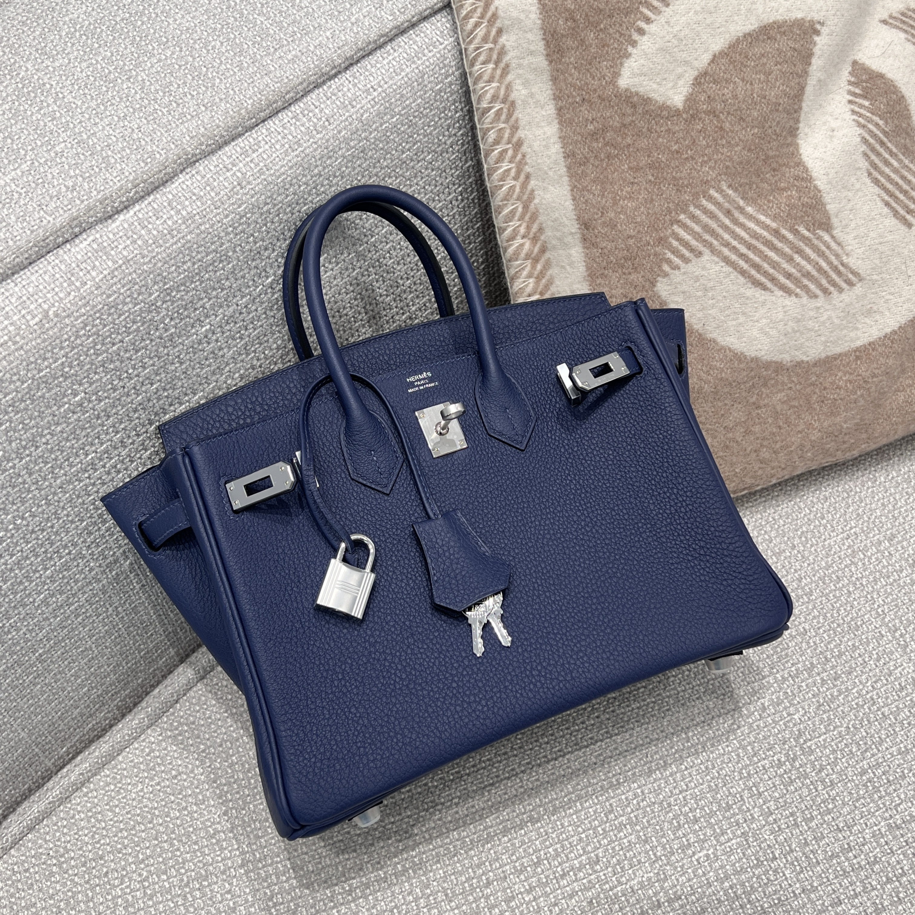 에르메스 Hermes Birkin 25cm Germany Leather 73 Blue Sappuire/silver