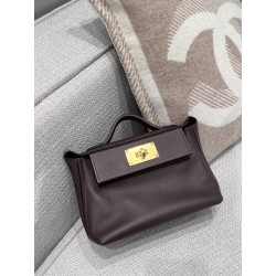 에르메스 Hermes Kelly 2424 Mini Evercolor 0G Rouge Sellier/gold