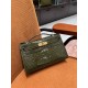에르메스 Hermes Kelly Pochette Hcp Porosus Crocodile 6H Vert Veronese/gold