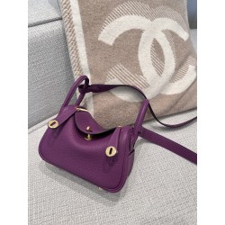 에르메스 Hermes Mini Lindy 19cm Germany Leather P9 Anemone/gold