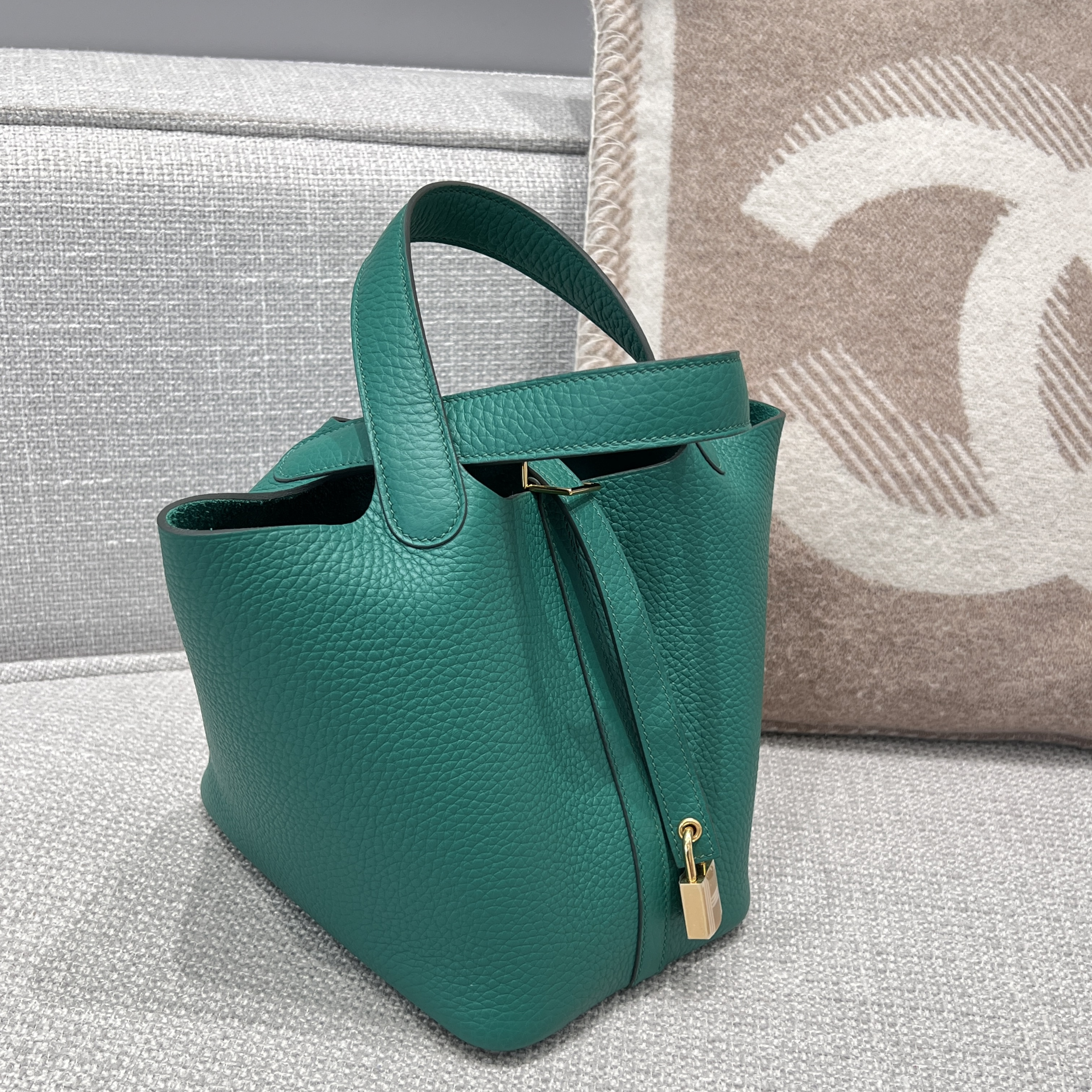 에르메스 Hermes Picotin 18cm Germany Leather U4 Vert Vertigo/gold