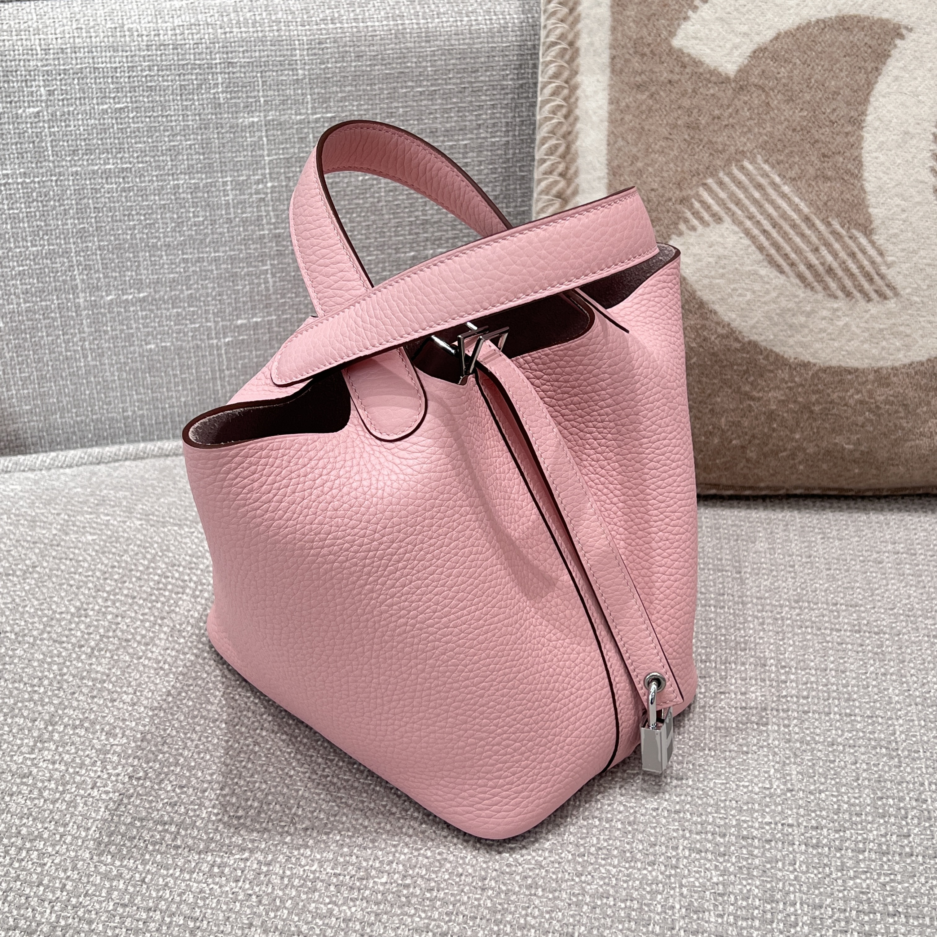 에르메스 Hermes Picotin Germany Leather 3Q Rose Sakura/silver