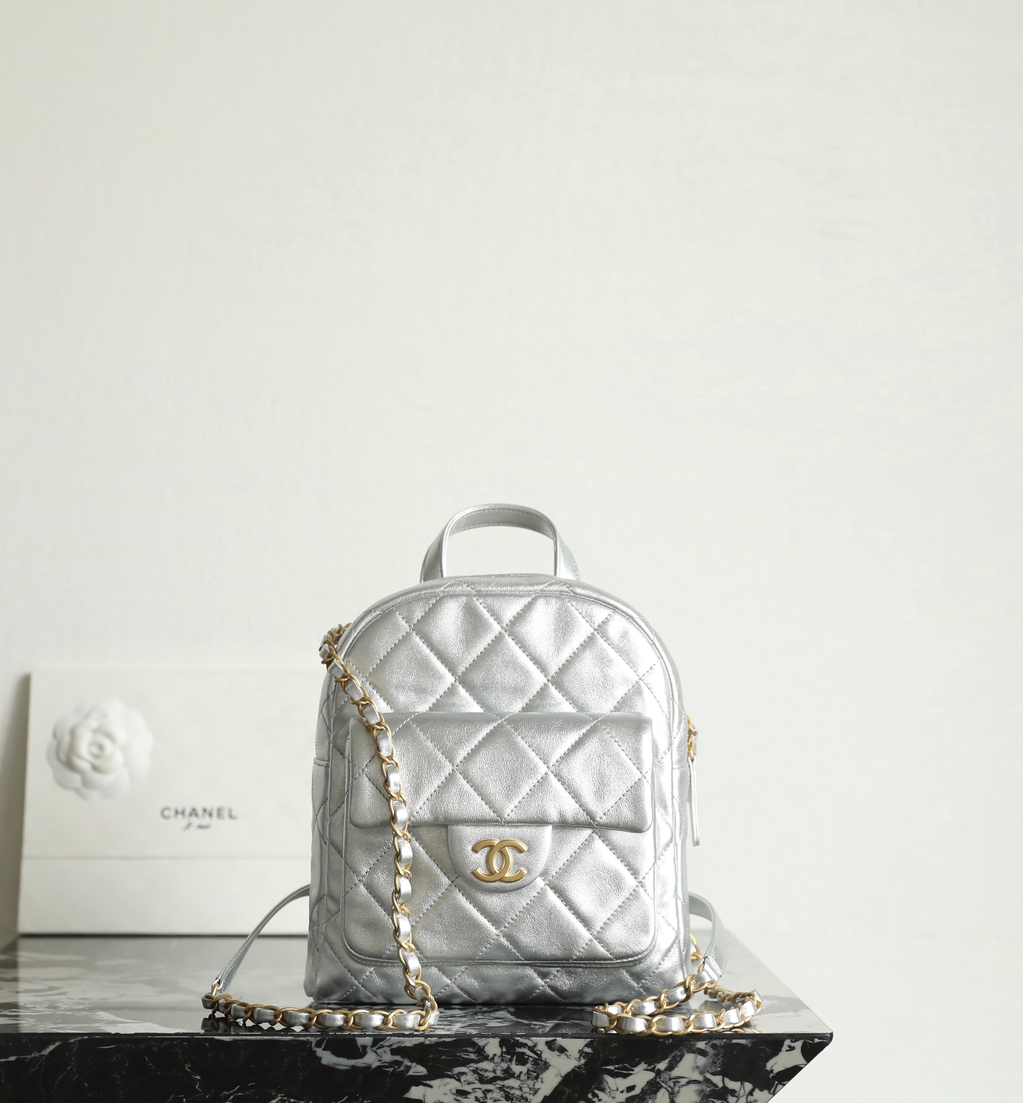 샤넬 Chanel 25K C-551 Backpack silver 20cm