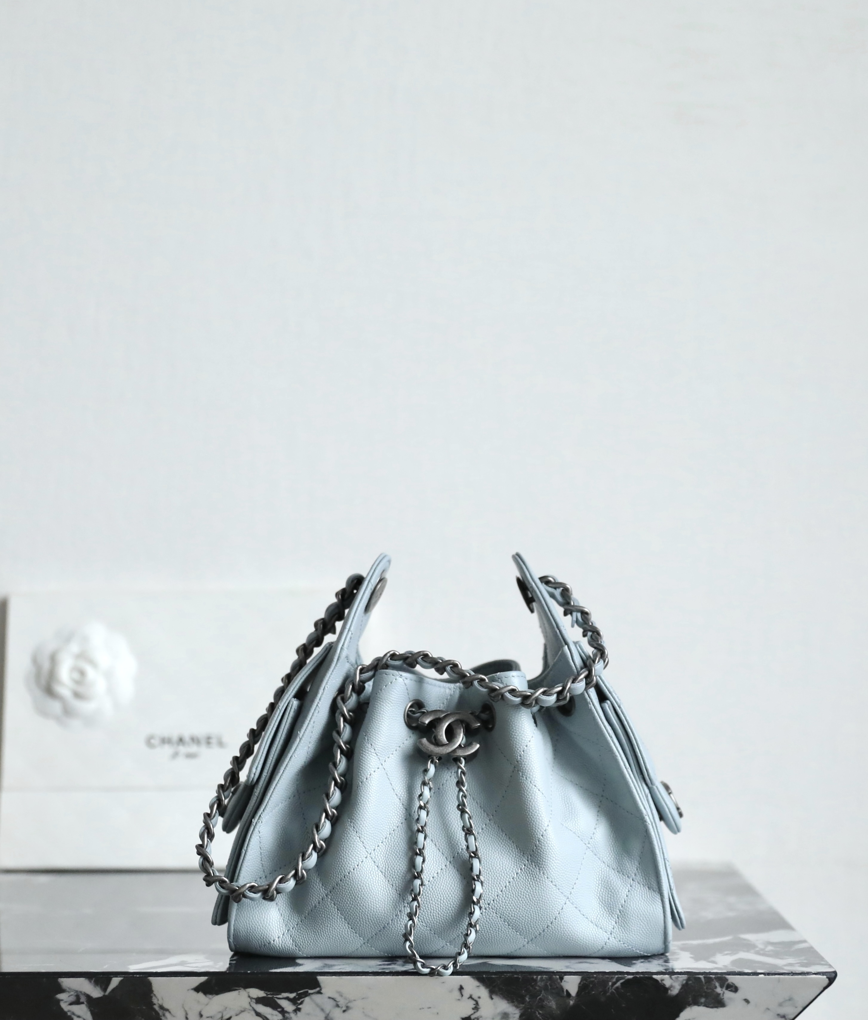 샤넬 CHANEL 26C C-061 AS5631 25 Mini Bag Blue 22cm