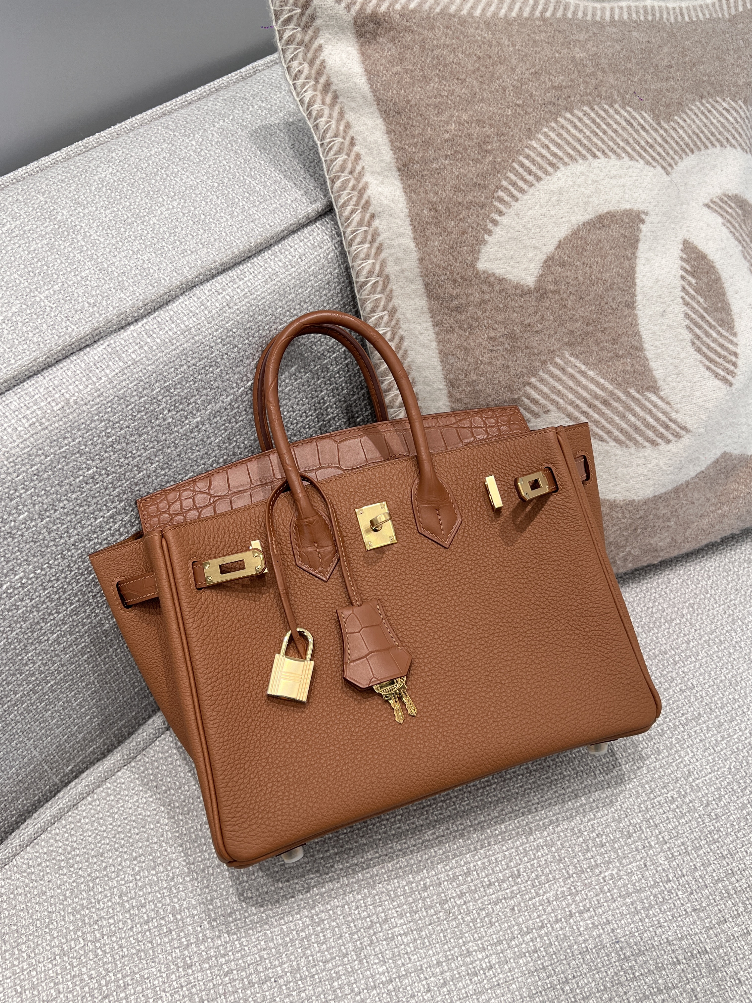 에르메스 Hermes Birkin 25cm Touch France Hcp Alligator crocodile 37 Gold/gold