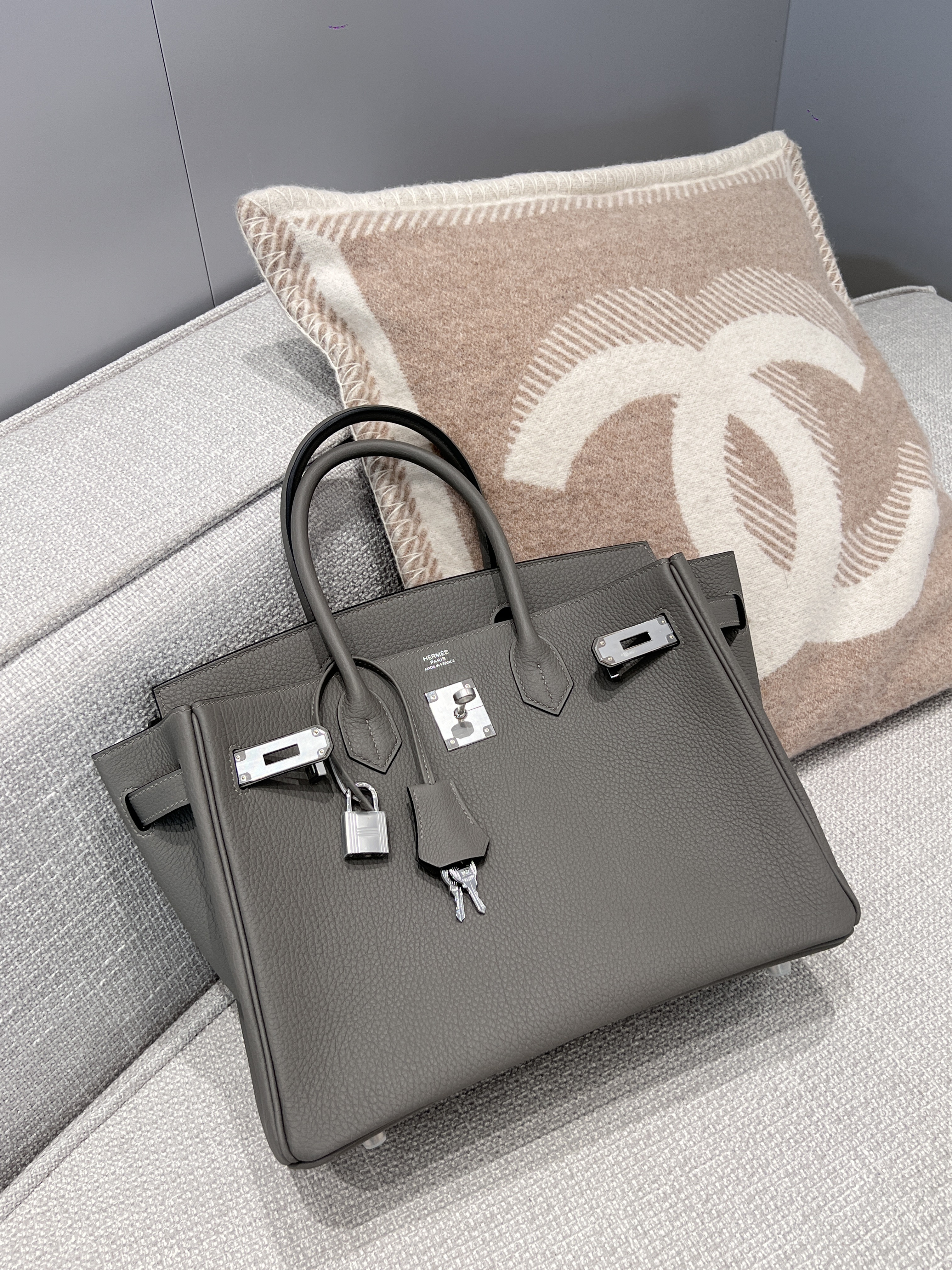 에르메스 Hermes Birkin 30cm Germany Leather 0L Gris Meyer/silver