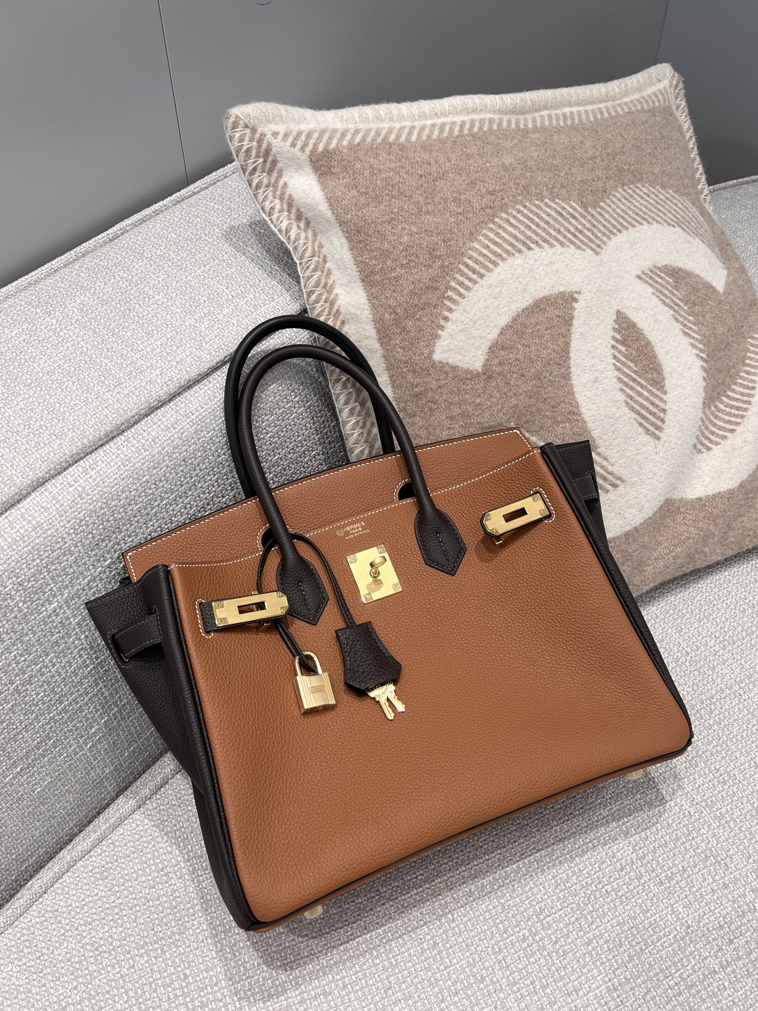 에르메스 Hermes Birkin 30cm Germany Leather 37 Gold and 46 Ebene/gold