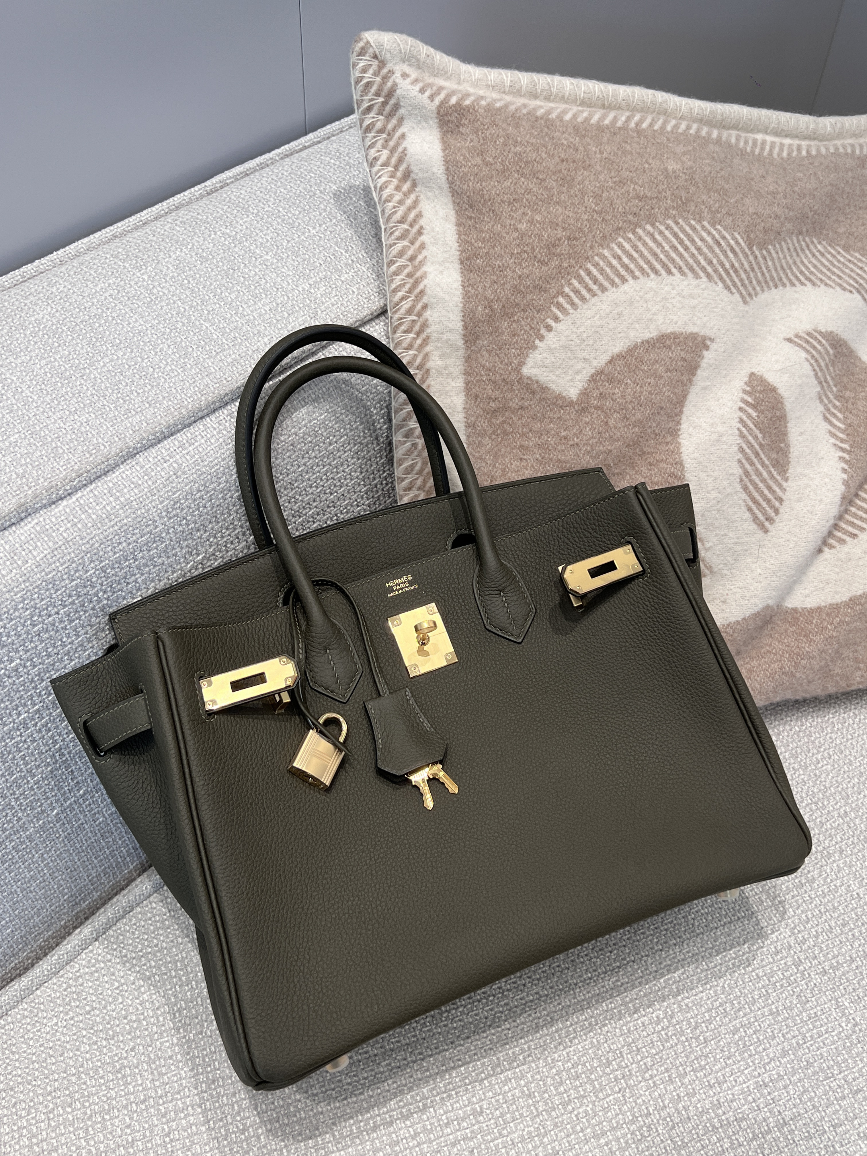 에르메스 Hermes Birkin 30cm Germany Leather 61 Olive Green/gold