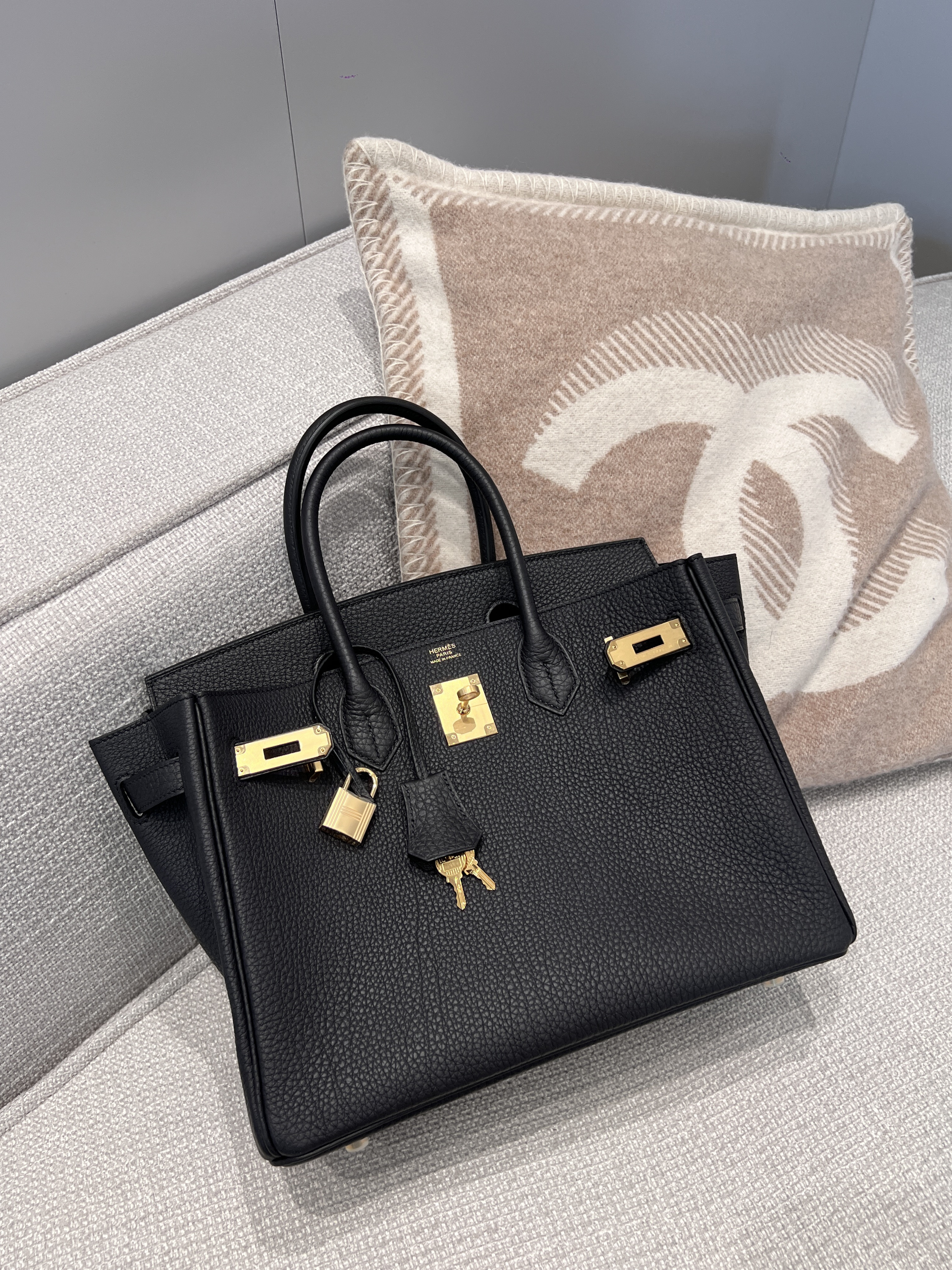 에르메스 Hermes Birkin 30cm Germany Leather 89 Noir/gold
