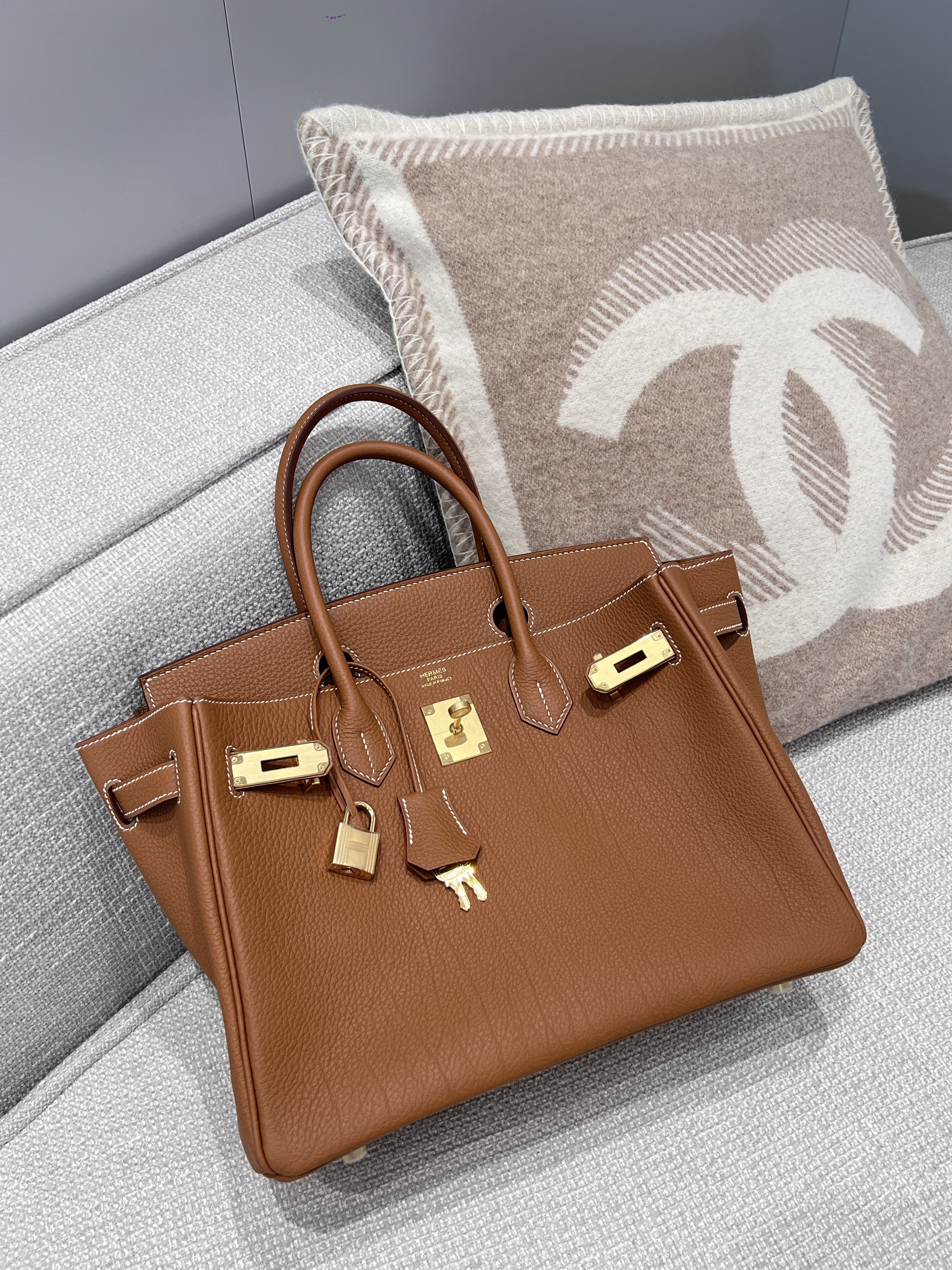 에르메스 Hermes Birkin 30cm Germany Leather With Veins 37 Gold/gold