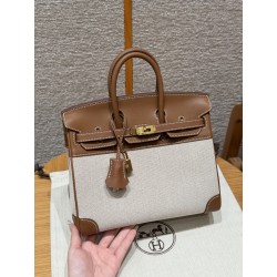 에르메스 Hermes Birkin 25cm Canvas and Swift 37 Gold/gold