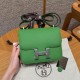 에르메스 Hermes Constance with mirror 19cm Epsom A8 Vert Yucca/silver