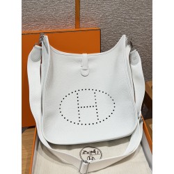 에르메스 Hermes Evelyne 33cm clemence 01 Blanc/silver