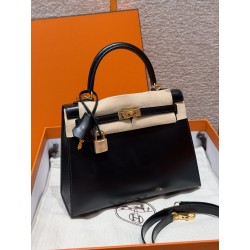 에르메스 Hermes Kelly 25cm Box 89 Noir/gold