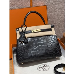 에르메스 Hermes Kelly 28cm Alligator 89 Noir/gold