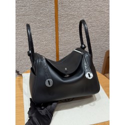 에르메스 Hermes Lindy Touch 26cm Swift and Matte Alligator 89 Noir/silver