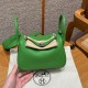 에르메스 Hermes Mini Lindy 19cm Clemence A8 Vert Yucca/silver
