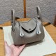 에르메스 Hermes Mini Lindy 19cm Clemence M8 Gris Asphalte/silver