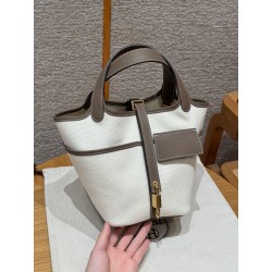 에르메스 Hermes Picotin Cargo 18cm Swift and Canvas ecru and etoupe/gold