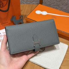 에르메스 Hermes Bearn wallet Soufflet 17.5cm Epsom 0L Girs Meyer/silver