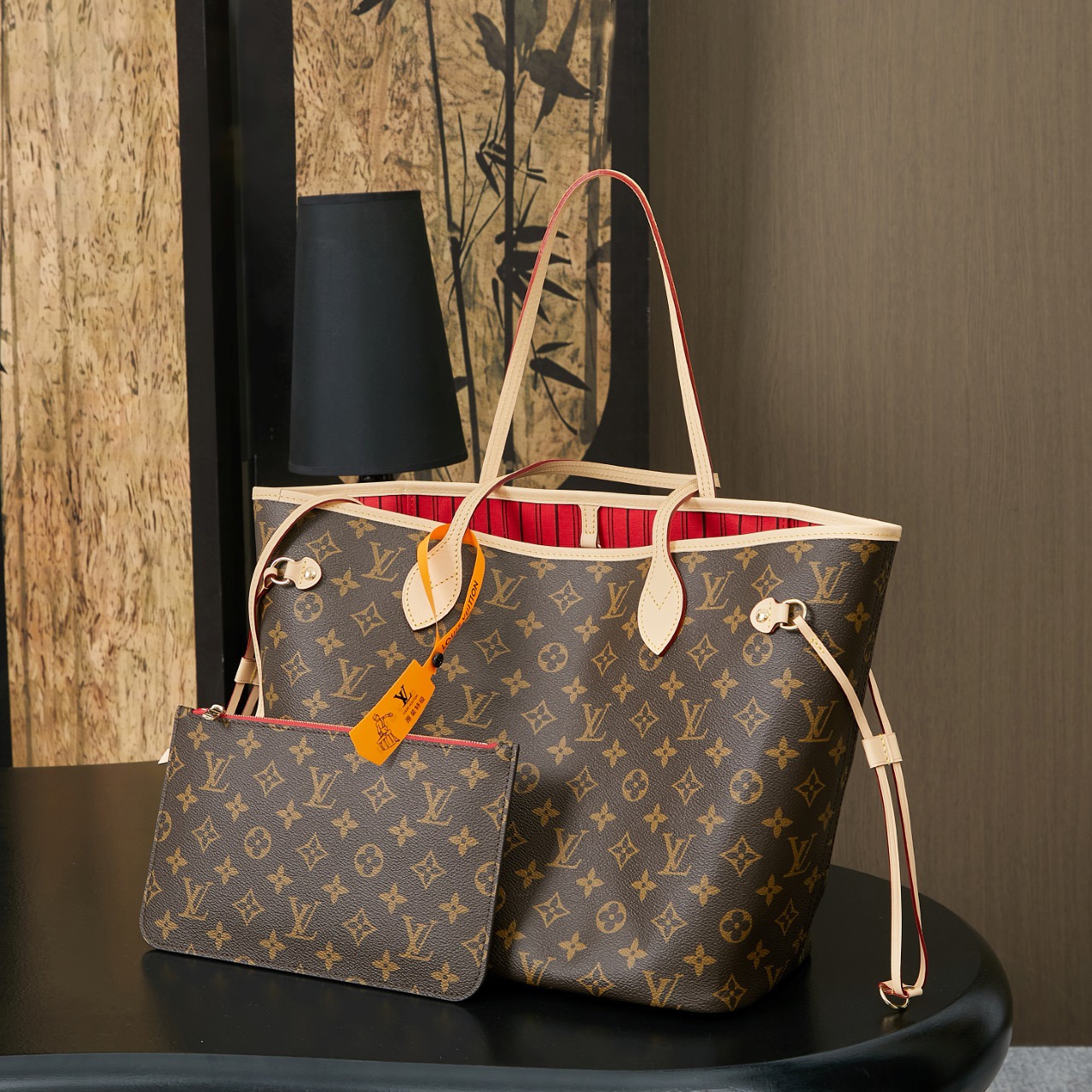 루이비통 Louis Vuitton M46987（41177） Neverfull MM Monogram Cerise Red 31cm