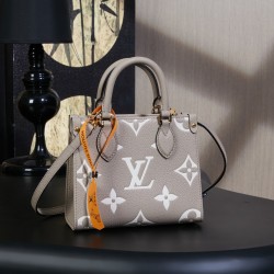 루이비통 Louis Vuitton M47054 Onthego BB Bicolor Monogram Empreinte Leather 18cm