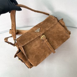 프라다 Prada 1BD391 익스플로어 라지 스웨이드 숄더 백 37.5cm