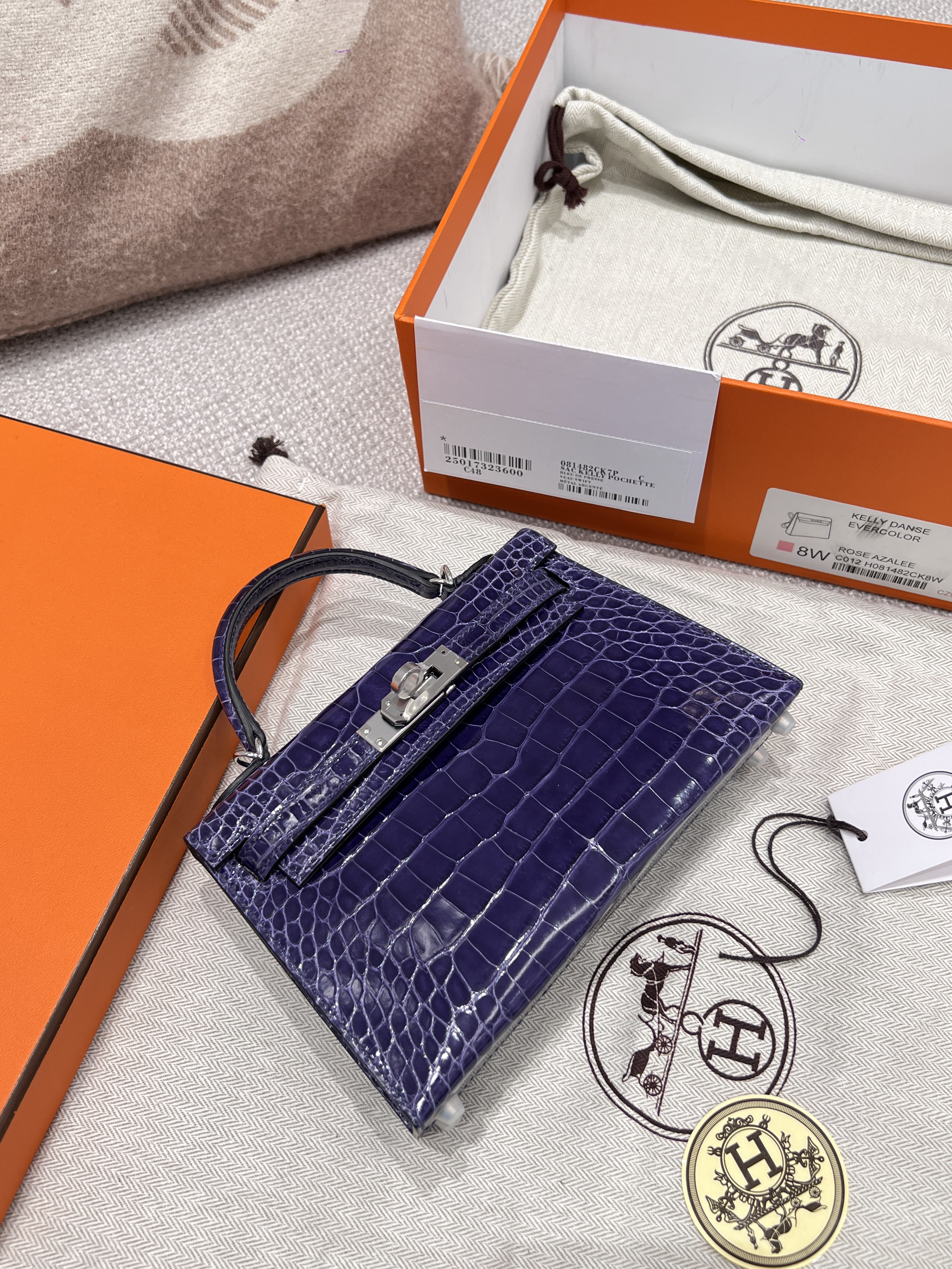 에르메스 Hermes Mini Kelly Hcp Alligator M3 Blue encre/silver