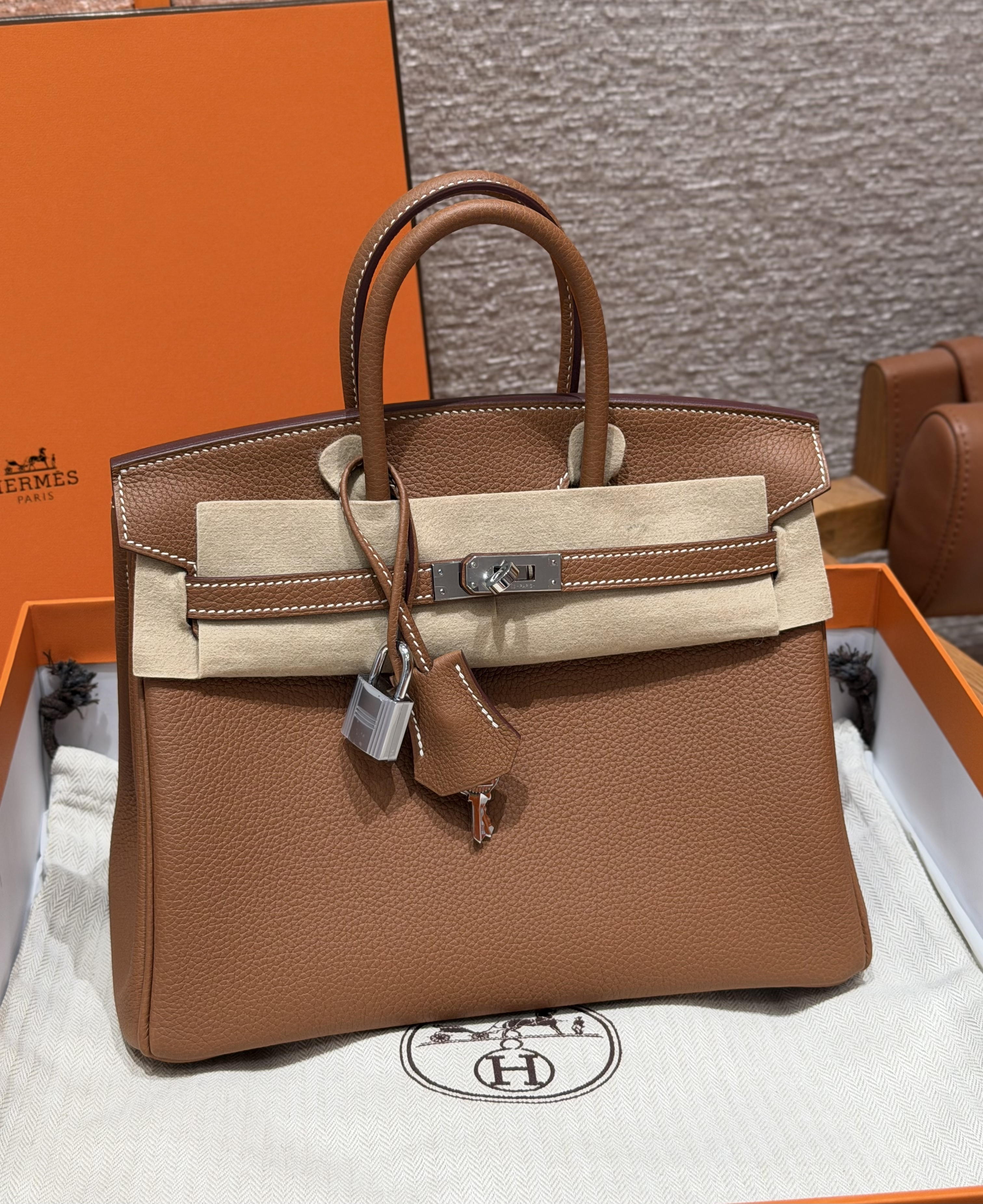 에르메스 Hermes Birkin 25cm Togo 37 Gold/silver