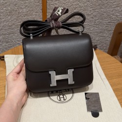 에르메스 Hermes Constance 19cm Barenia 46 Ebene/silver